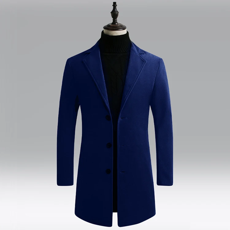 Европейское и американское длинное шерстяное пальто для мужчин, плотный зимний мужской тренчкот, облегающее пальто