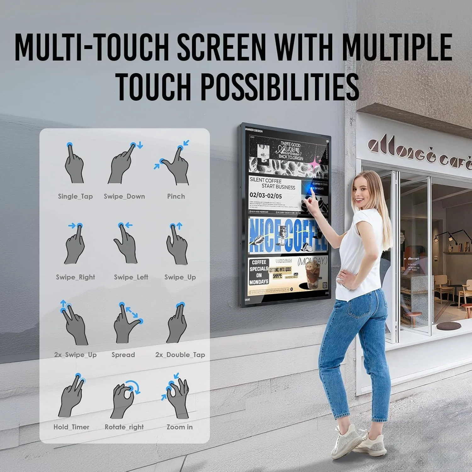 55 дюймов настенный ЖК-дисплей Digital Signage Indoor Android рекламный экран цифровая доска меню для ресторана быстрого питания