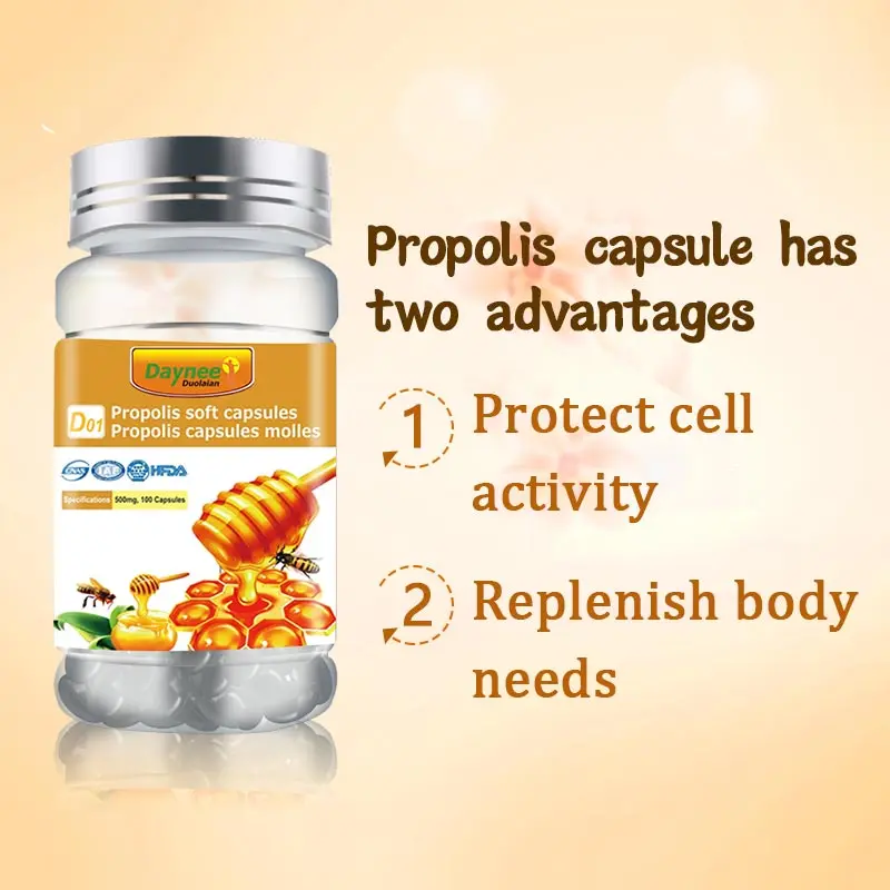 Quality Propolis Softgels Capsules Bee Propolis Supplement with Bee Pollen & Royal Honey for Immune Support
