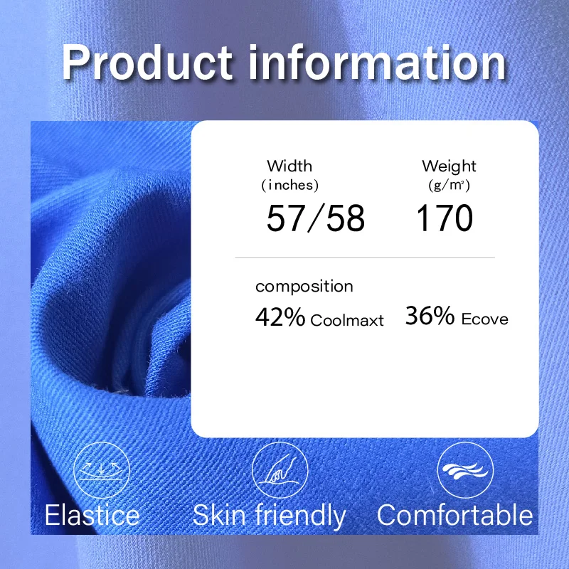 Custom 170GSM COOLMAXT/Polyester/ECOVE Rayon Fabric Blended  Fabric Woven Lightweight Solid Twill Fabric Textile for Garment