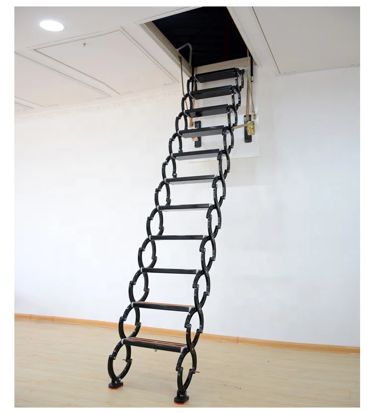 Folding stair manually operated carbon steel loft ladder