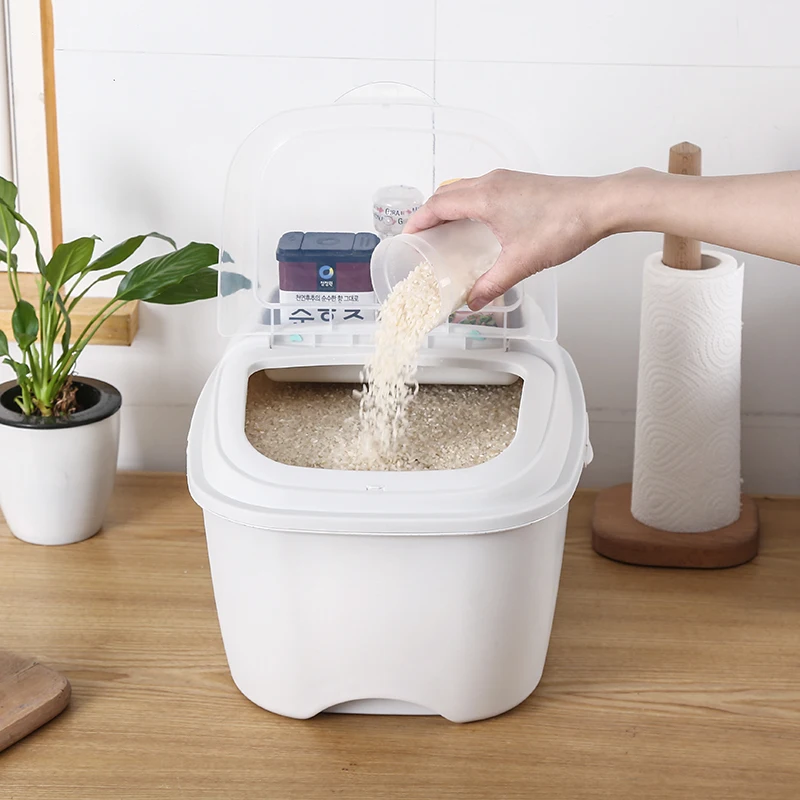 Многофункциональный 10 кг кухонной бытовой распылитель для злаковых пластиковая для хранения риса ведро, рисовый ковш