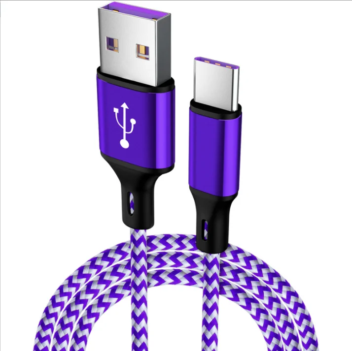 5A fast charging cable popular nylon braided Type C charging and data transfer cable