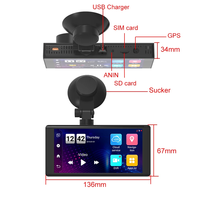 
5.18 inch IPS dashcam Android 8.1 WiFi 4g GPS Navigation 1080P car video recorder SL8541E 2+16GB Smart GPS Navigation DVR 