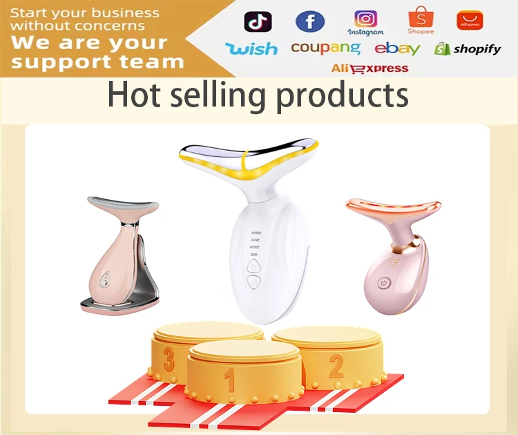 Electric Neck Massager And Gua sha stone Face Lifting 7 LED Red Light Therapy Skin Whitening Anti Wrinkle Beauty Device