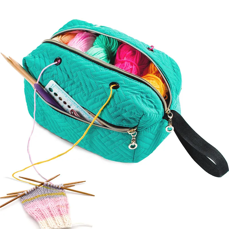 Custom Luxury Yarn Storage Tote Bag Needle Knitting Carrying Yarn Bag Crochet Hooks Project Yarn Storage Organizer