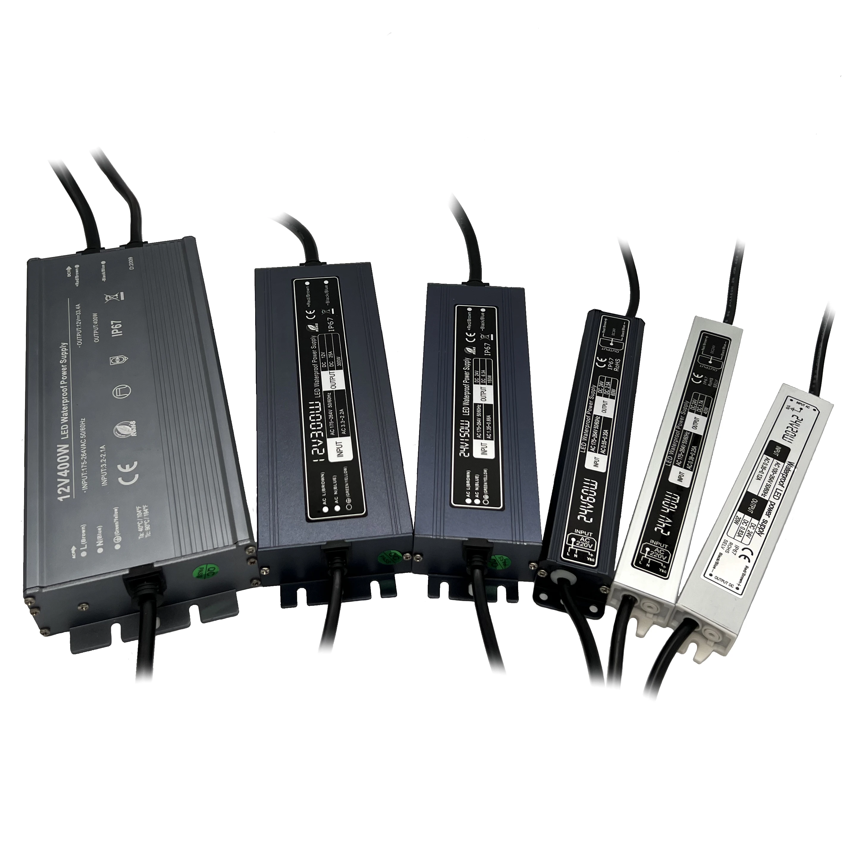 3-5 Years Warranty Customized Constant Voltage LED Driver 12V/24V 20W 30W 60W 100W 200W 300W 600W IP67 Waterproof Power Supply