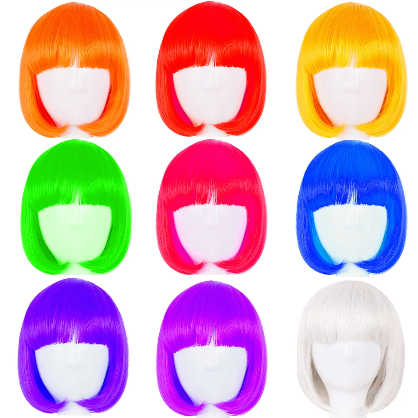 Cheap Colors Fancy Dress Costume Short Bob Synthetic Carnival/Halloween Party Wigs