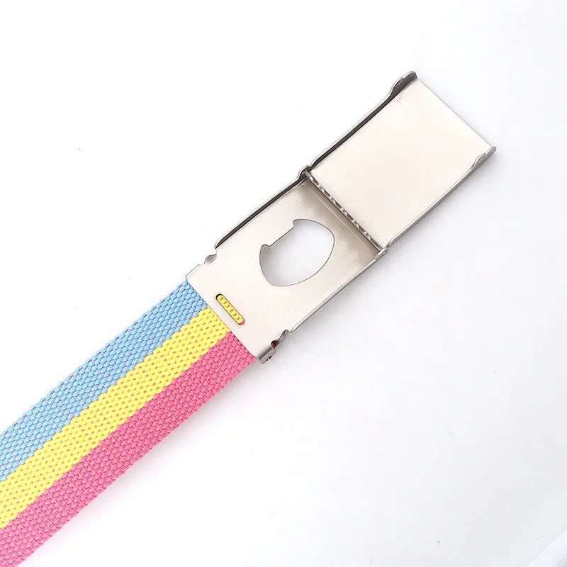 Custom Male Women Colorful Iron Metal Buckle Canvas Fabric Belts