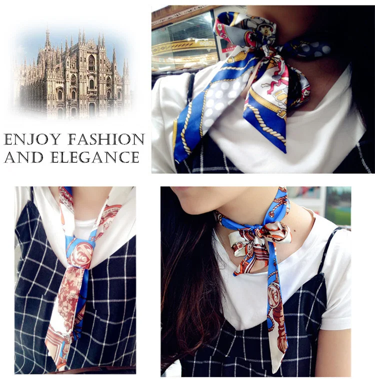 Van Gogh Chinese Style Lengthened Tie Bag Handle Scarves Twill Small Silk Ribbon Decorative Scarf Bag Belt Womens Scarf Belt
