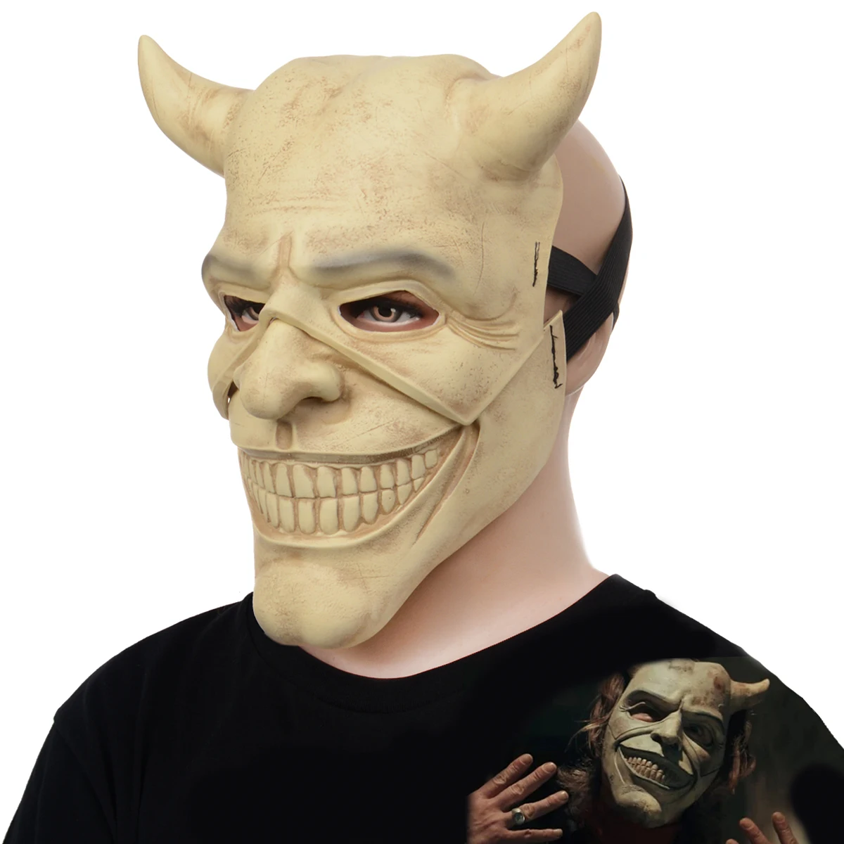 2022 Thriller Movie The Black Phone Cosplay Latex Mask Halloween Party Horror Grabber Mask Black Phone Mask