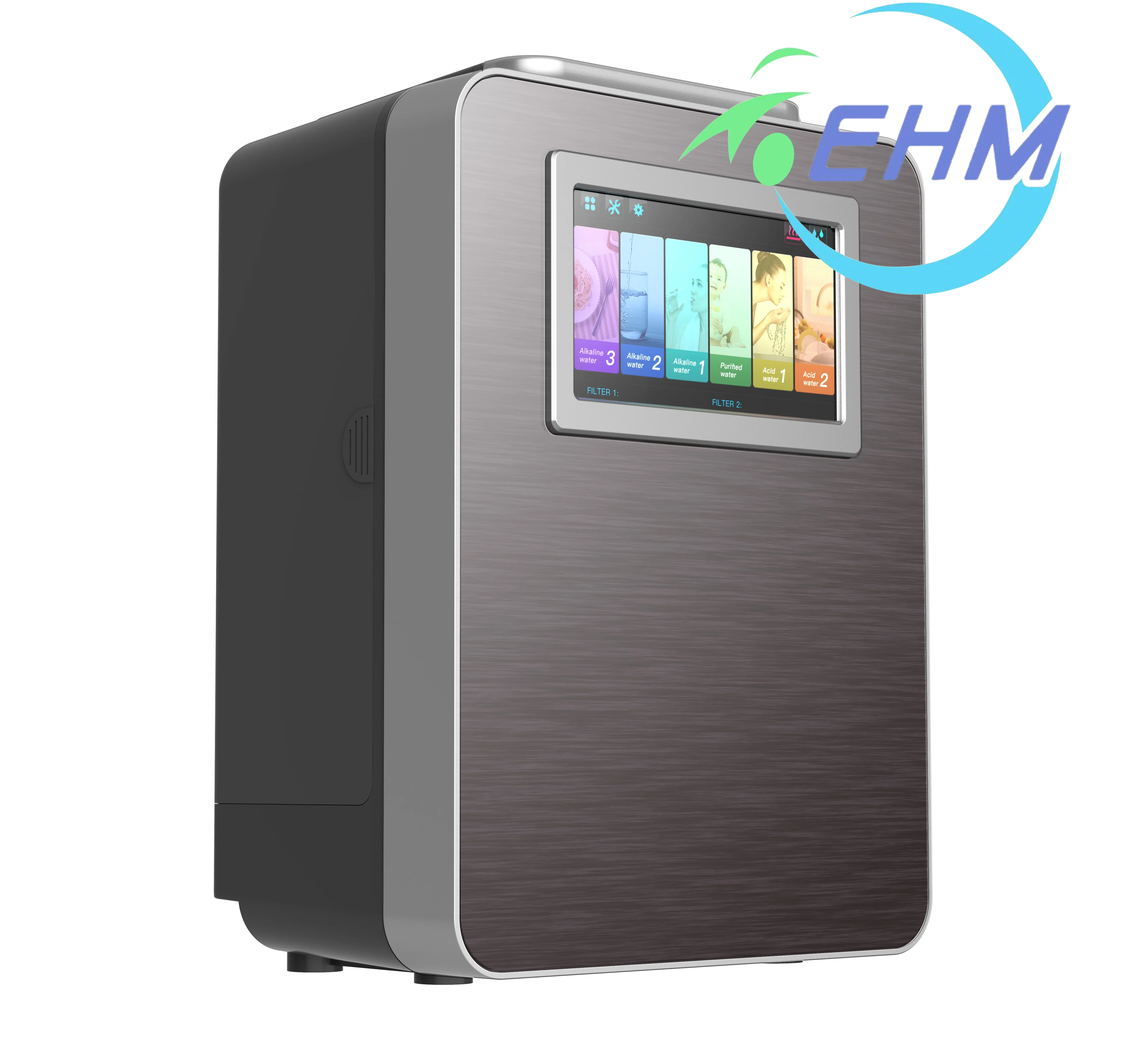 Japanese platinum coated water separator, stage High-end alkaline water machine  7 inch colorful touch screen,  PH2.5~11.2