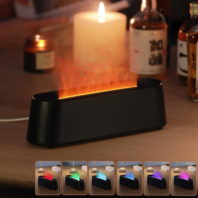 New Design OEM Customized Logo Aroma Diffuser Essential Oil Simulation Flame Humidifier Difusores Aromaterapia Defuser