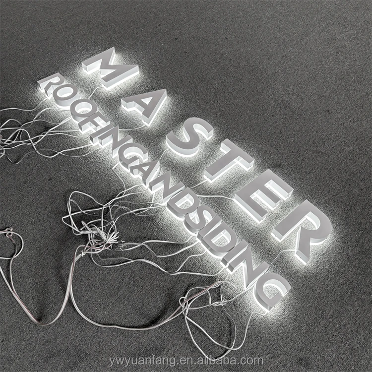 Custom 3D Metal Stainless Steel Channel Logo Outdoor Led Light Backlit Letters Salon Company Mall Decorations