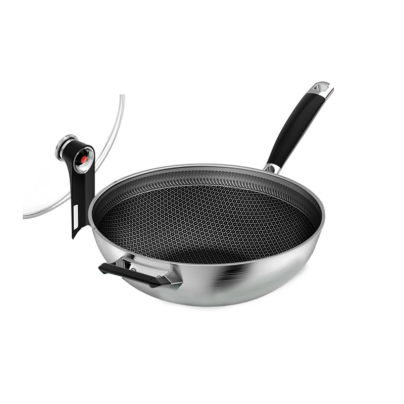 Stainless steel wok pan flat bottom non stick pans pot set for household gas cooker