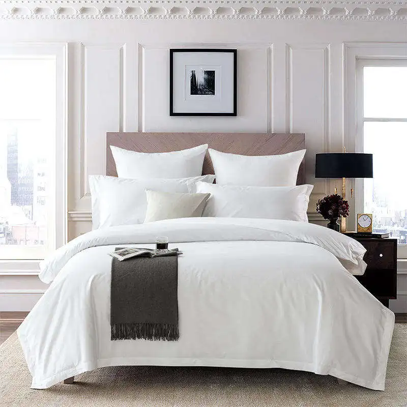 Wholesale 5 Star bed linen 100% cotton flat sheet wholesale custom solid quilt cover set hotel bedding sets