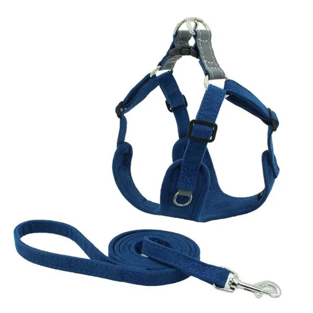 Multicolor Adjustable Fabric Pet Dog  Vest Harness And Matching Leash Set