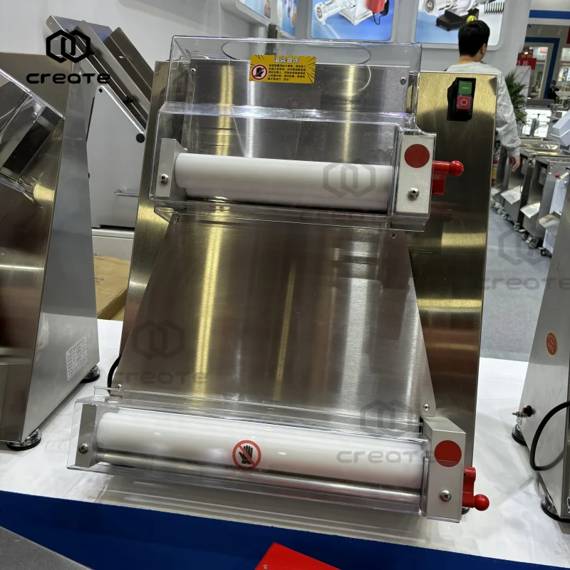 Automatic Pizza Dough Sheeter Bread dough rolling pasta flattening Tabletop 220V sheet maker 0.7-5.4mm for bakery use