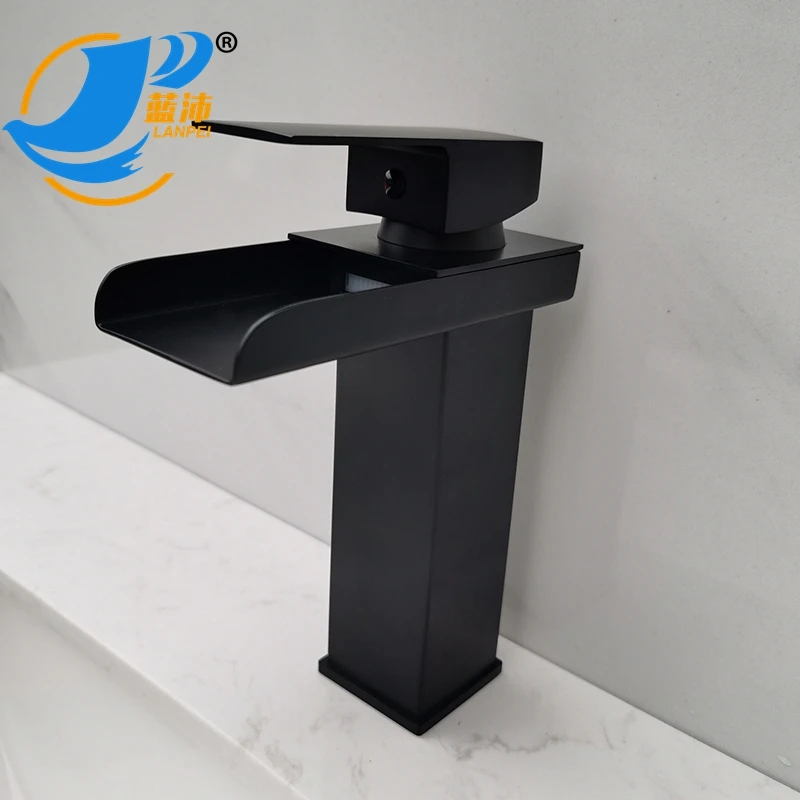 
Modern Matt Black Waterfall Grifo Brass Luxury Sink Batroom Basin Faucet Water Heater Faucet Water Taps 