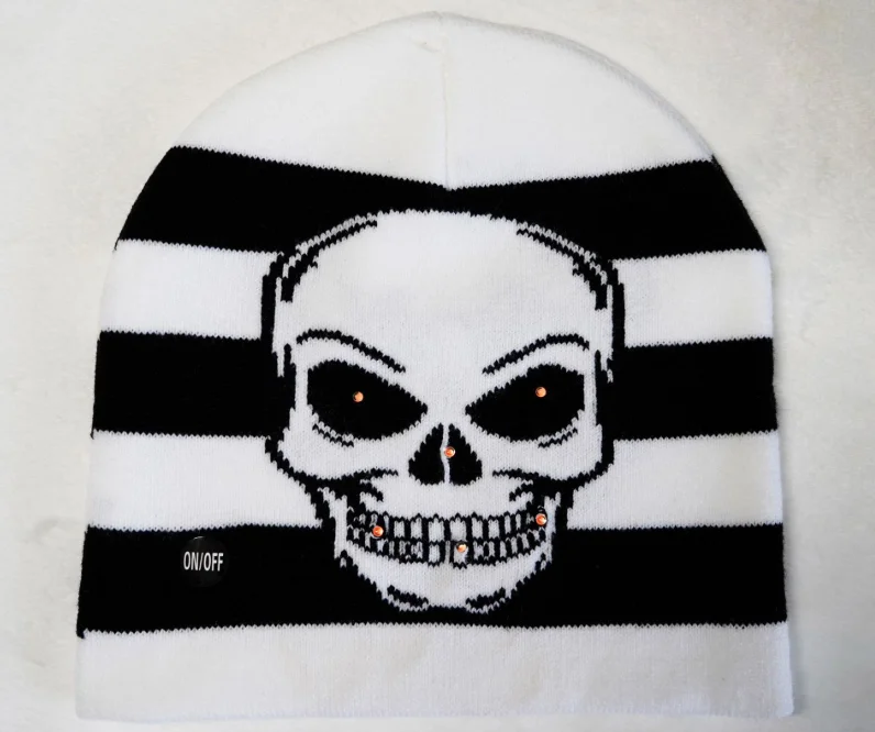 LED Lights Halloween Knitted Jacquard Party Spooky Spooky Pirate Harajuku Cold Hat