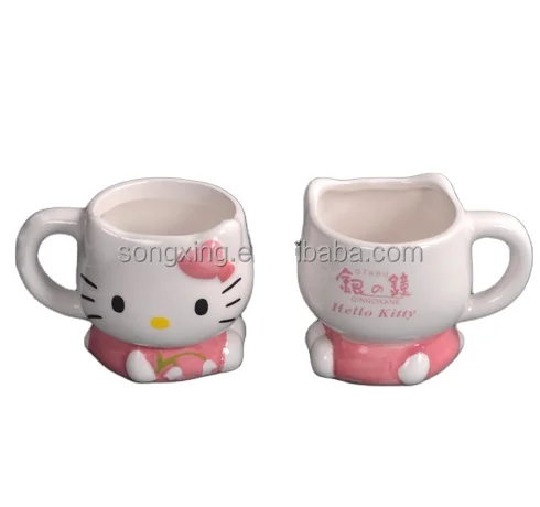 Personalized pink hello cat coffee cup ceramics