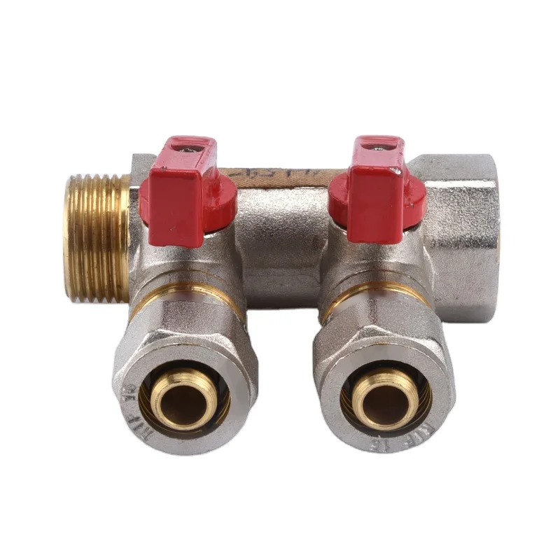Water 2 Ways Manifolds Fittings High Pressure Safety Brass Floor Heating Parts Drain Manifold /brass Manifold/manifoldfor CN;ZHE