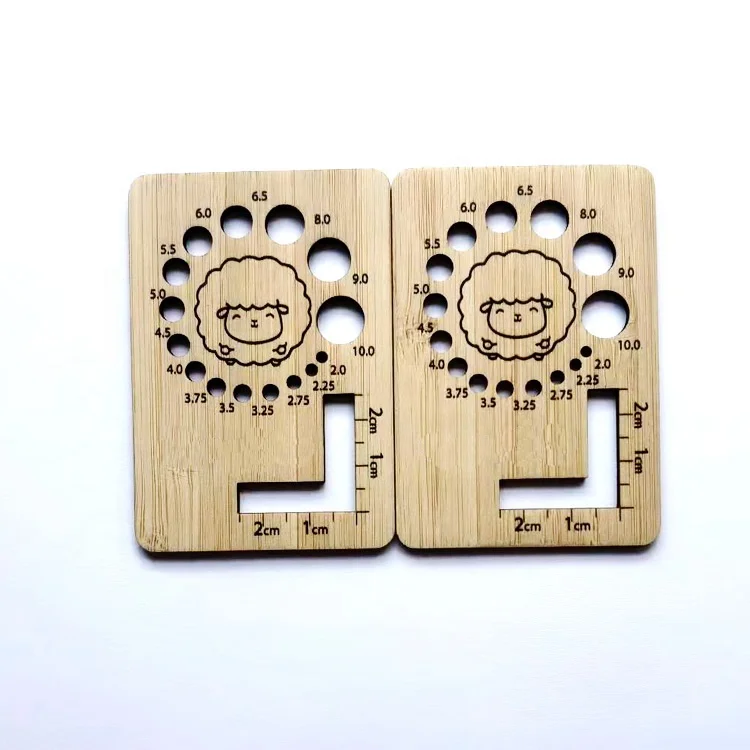 Hot Sale Bamboo Ruler Shape Knitting Measure Tools Knitting Needle Gauge  measuring needle sweater tool