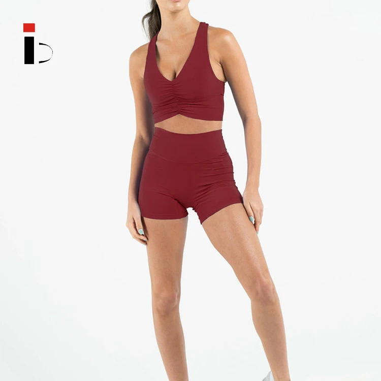 2022 Wholesale Custom Logo Women Sexy Bra And Shorts 2 Pieces Set Fitness Quick Dry Workout Running Wear