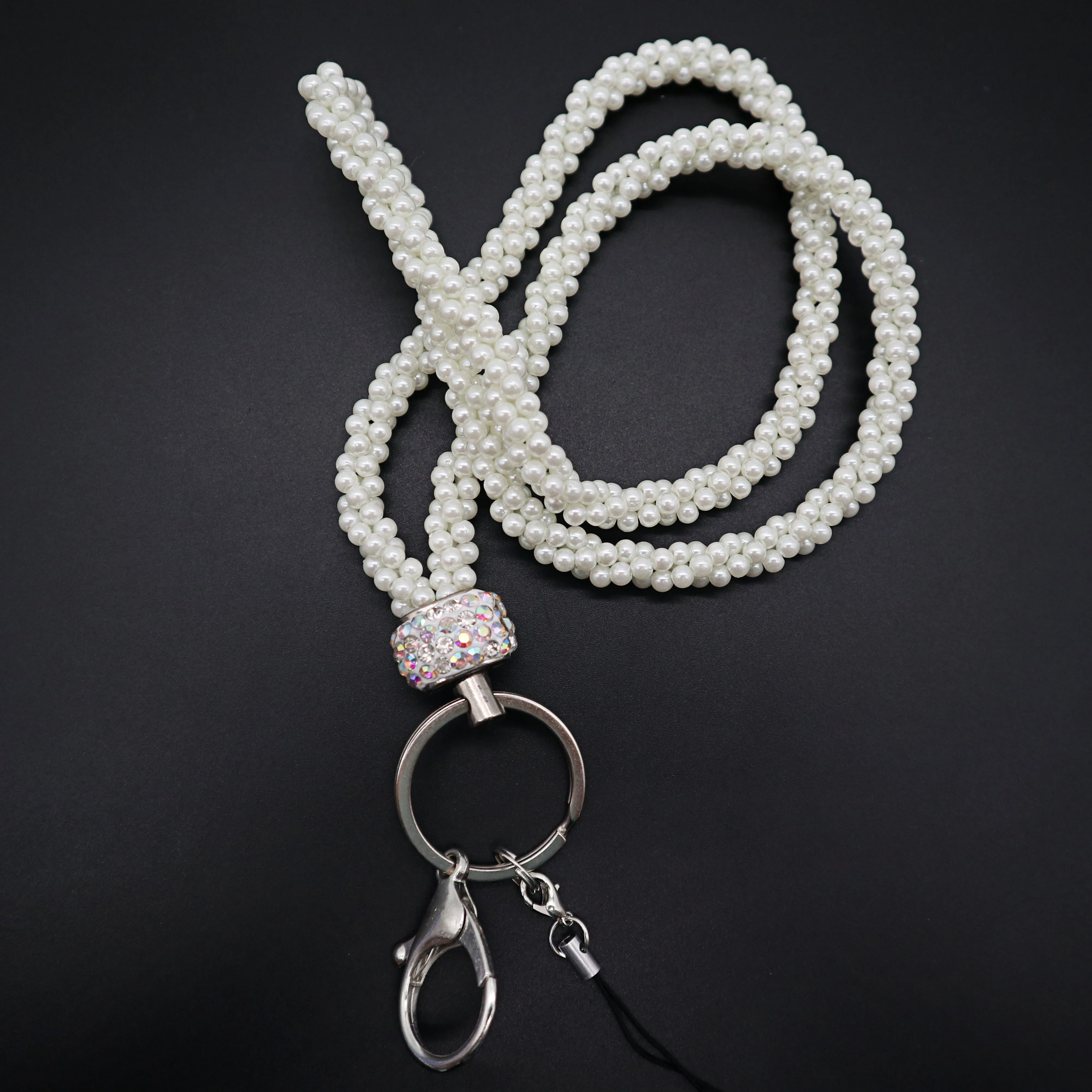 Royal blue strap lanyard bead lanyard for mobile phone chain teacher  Pearl Lanyard