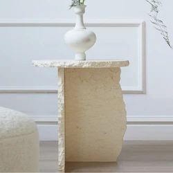 stonekocc Yellow Natural Marble Stone Irregular Edge Side Table Luxury Sofa Sideboard Home Corner Small Coffee Table Room Desk