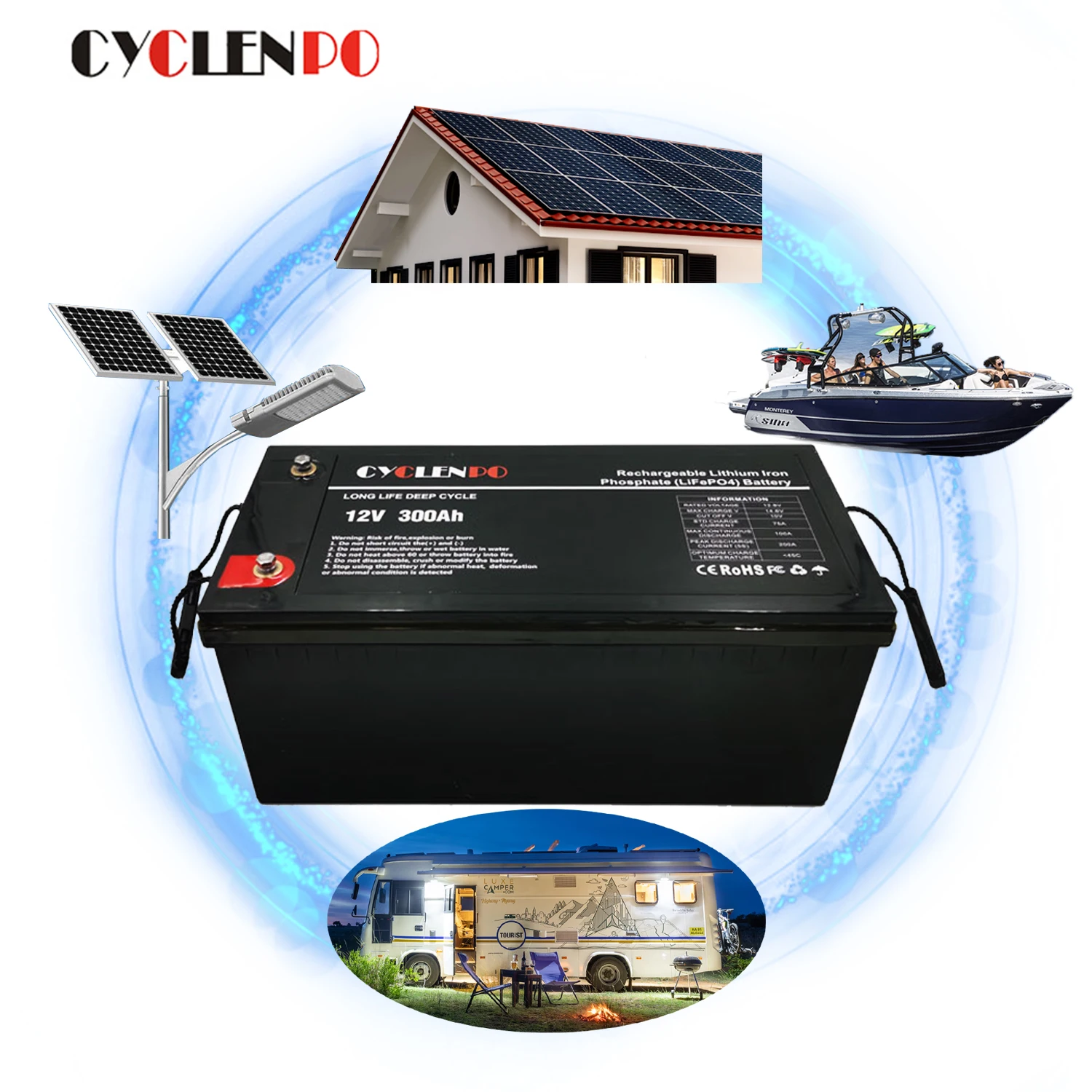 Customized deep cycle battery 12v 300ah lifepo4 lithium battery for sla replacement