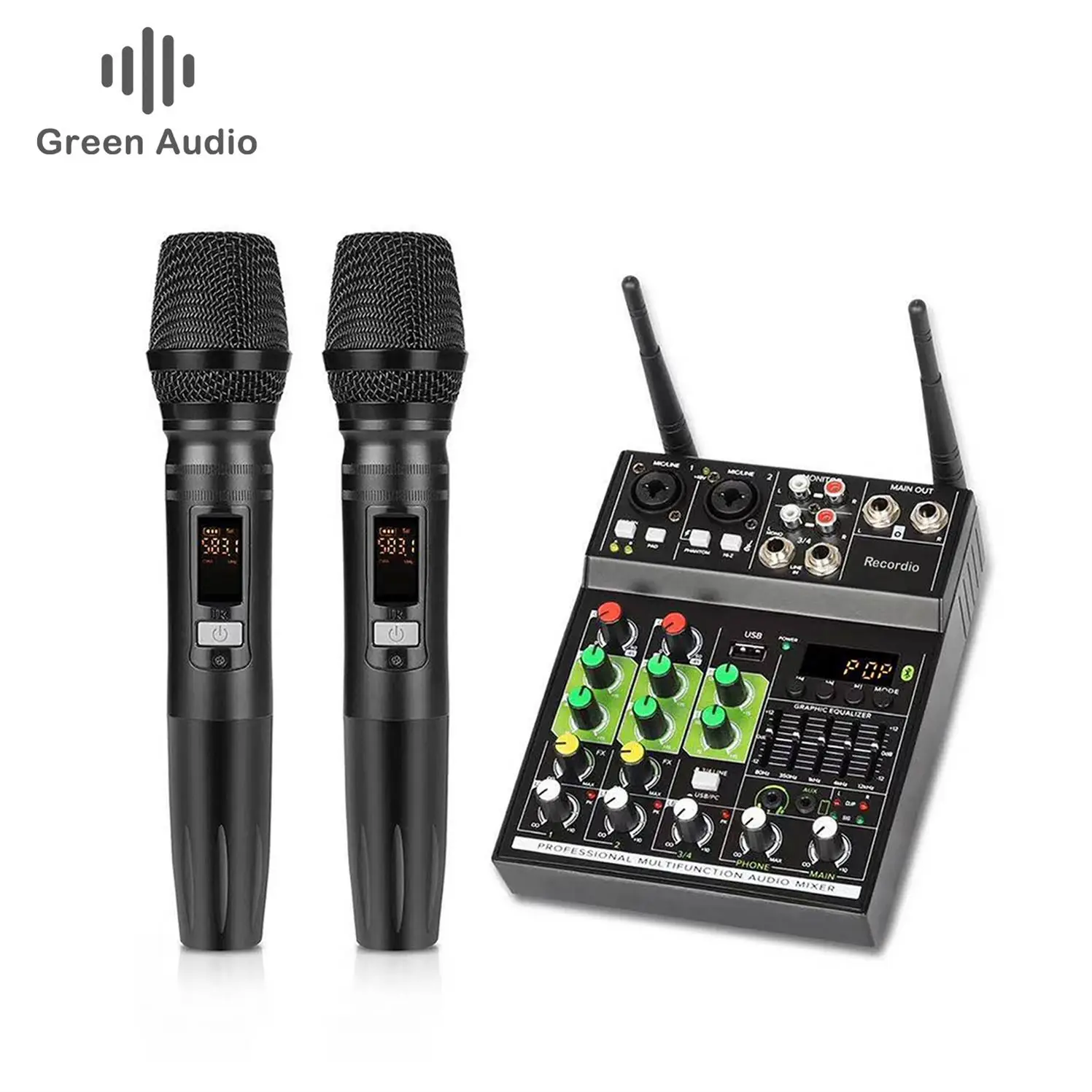 GAX-GT4 студийное оборудование беспроводной микрофон с аудиомикшером для оптовых продаж