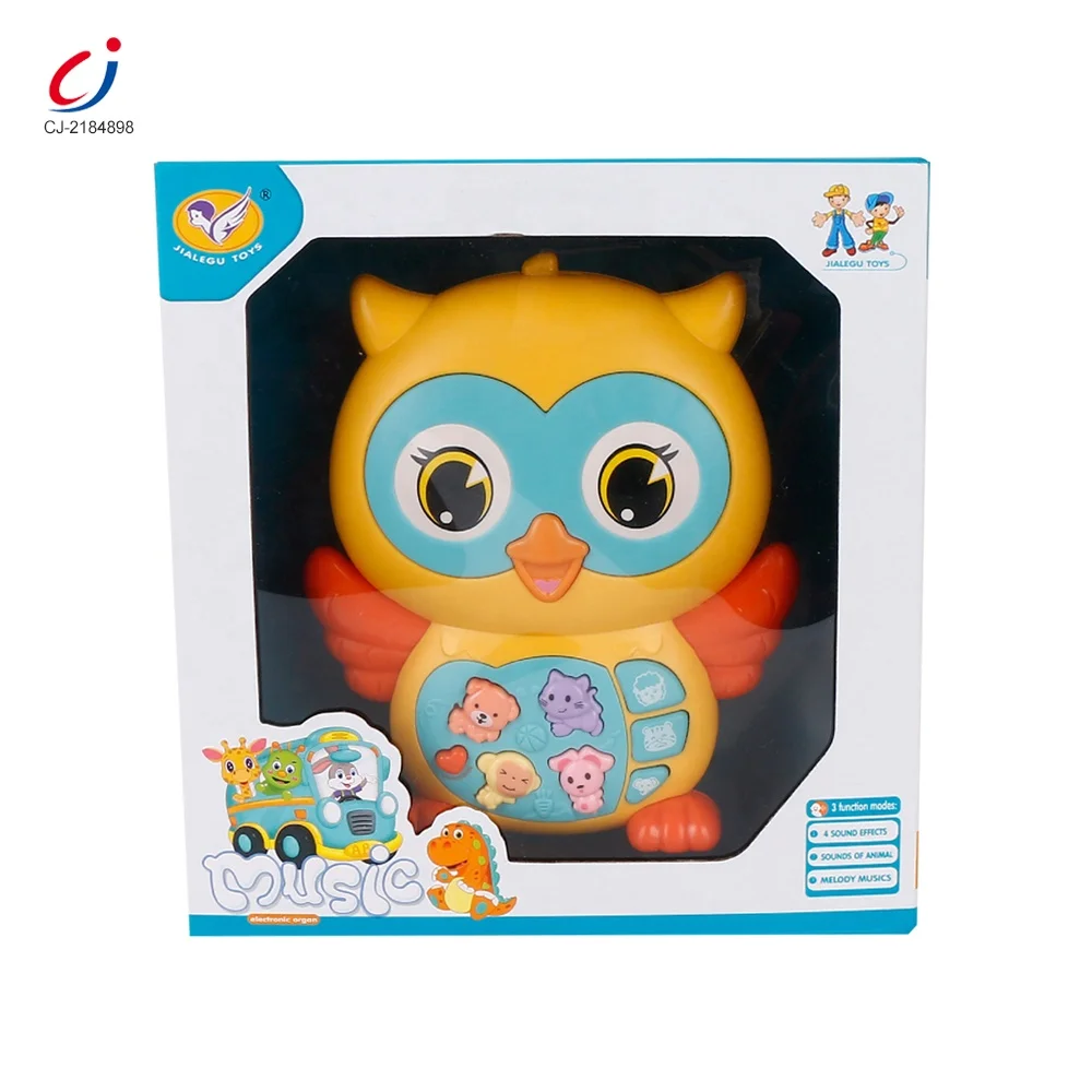Early Educational Electric Keyboard Musical Game Cartoon Animal Baby Cute Plastic Toy Owl