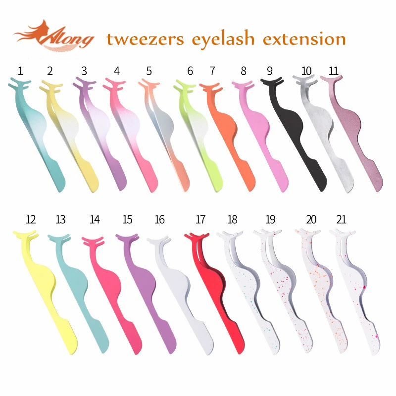 Private Label Stainless Steel lash eyebrow tweezers applicator Custom Logo Strip EyeLash Twizzers Laah Tweezers