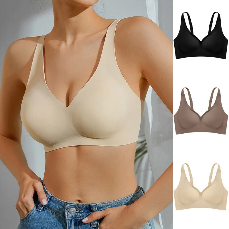 Nylon Summer Slim Sports Breathable Brassiere No Steel Ring Adjustable Lingerie Plus Size Seamless Ice Silk Thin Bra for Women