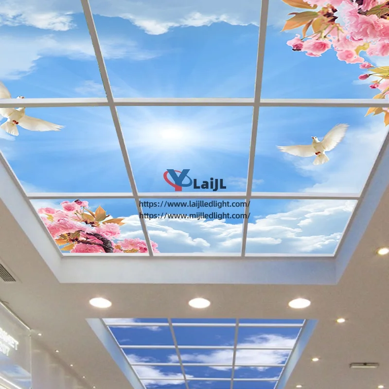 Jiaxing factory Cheap 600*600 603*603 2x2ft Sky Ceiling Light Panel Panel Light Cloud Sky Led Skylight Panel Ceiling