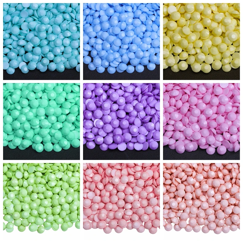 Juli NEW Opaque Macaroon Solid Jelly Colors Flat Back Non Hot Fix Resin Rhinestone For Mugs Tumblers Crafts Shoes DIY