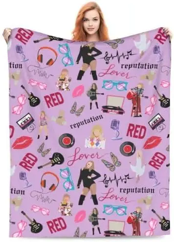 New Design Customized Taylor Printed Flannel Lightweight Gifts Blanket for Music Lover