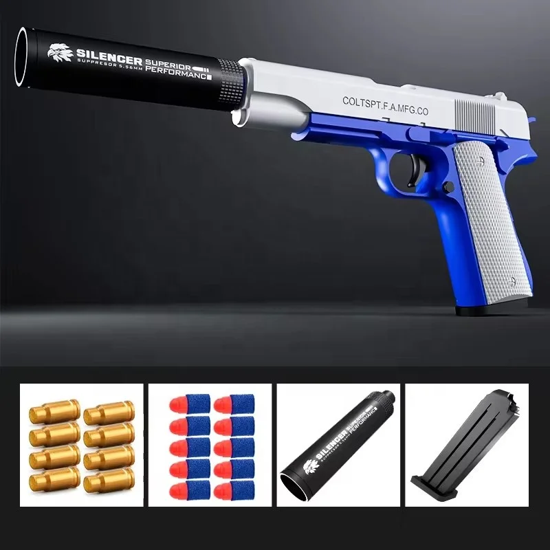 In Stock 1911 Shell Ejecting Soft Bullet Toy Gun For Adults Kids Foam Darts Blasters Small Pistol Toy Gun