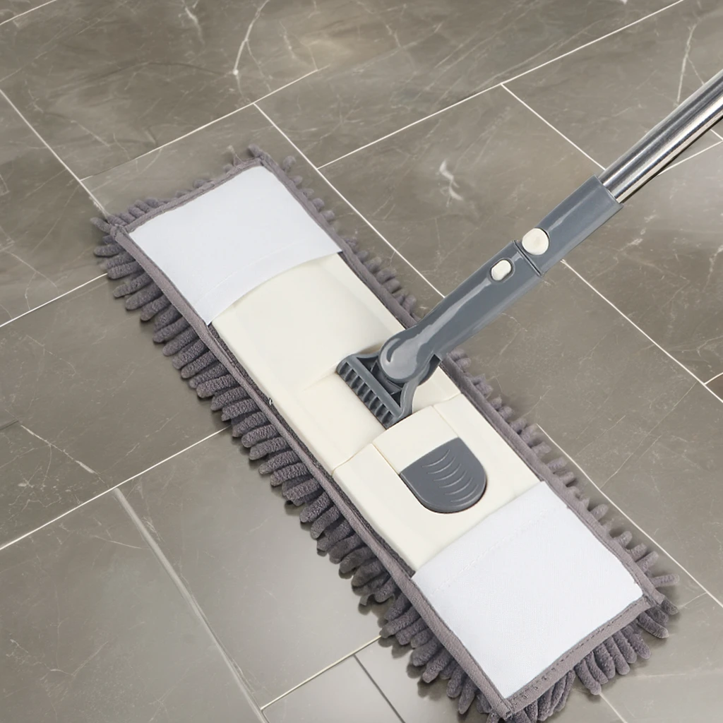 Hot Selling Quality Steel Telescopic Rod Thickened Chenille Flat Dust Mop Machine Washable For Indoor Floor Cleaning
