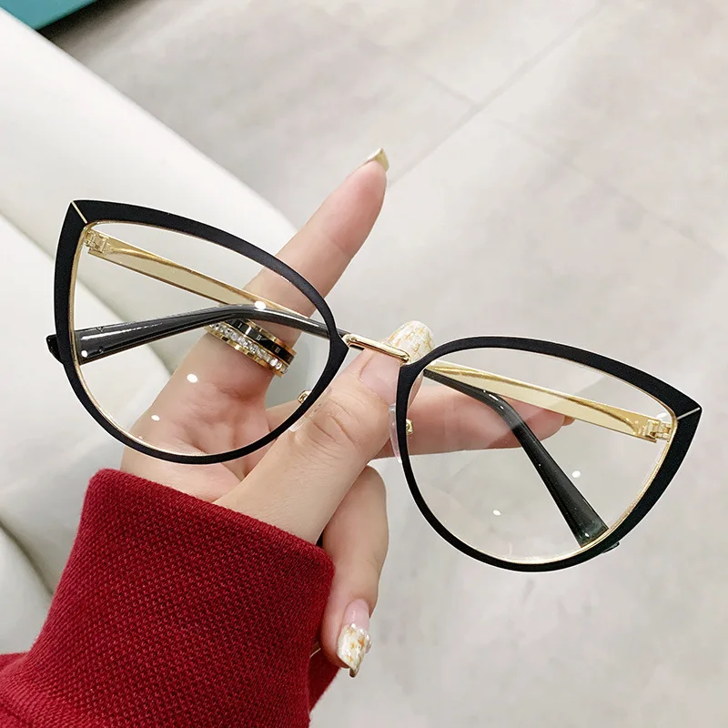 2024 Cat Eye Glasses Frame Fashion Metal Glasses Anti Blue Light Glasses For Women