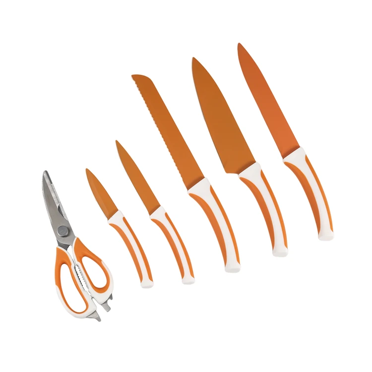 
Multi Purpose Kitchen Knife 6 Pcs Set Household Kitchen Orange Professional Kitche Chefs Stainless Steel Knives Set 