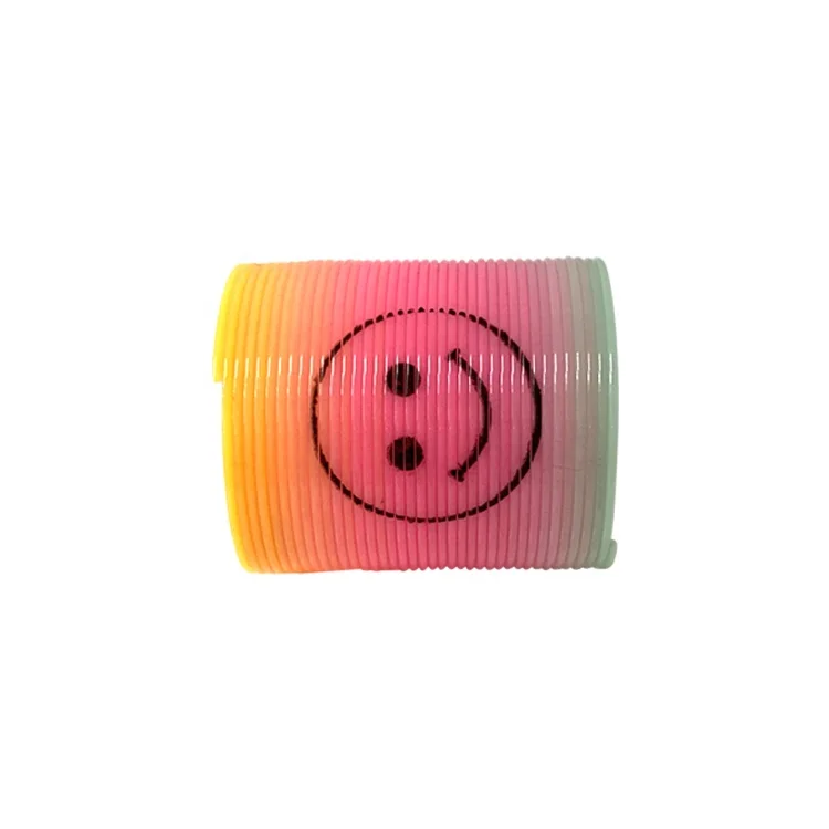 Educational Toy For Kids Plastic Elastic Ring Spring Rainbow Circle with smiling face