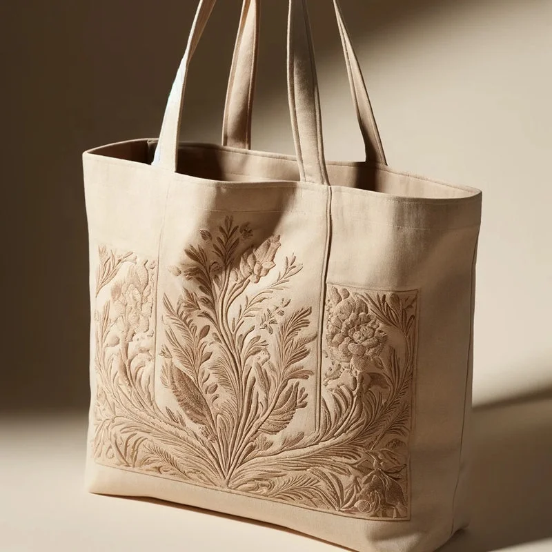 Factory Wholesale Luxury Customize Embroidery High Quality Canvas Tote Bag With Pocket