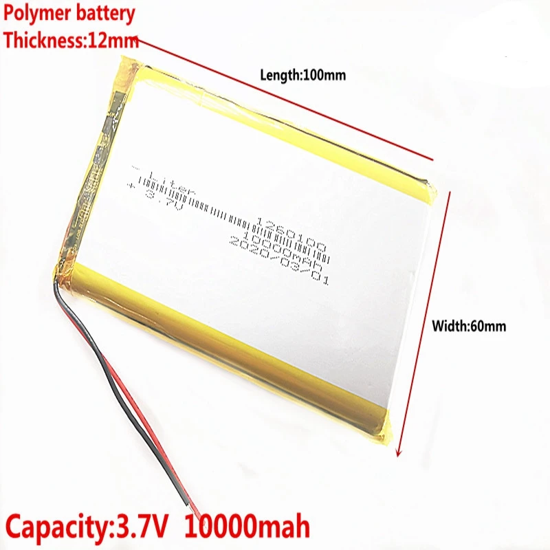 Good Quality 3.7V, 10000mAH, 1260100 Polymer lithium-ion / Li-ion battery for TOYS, POWER BANK, GPS,