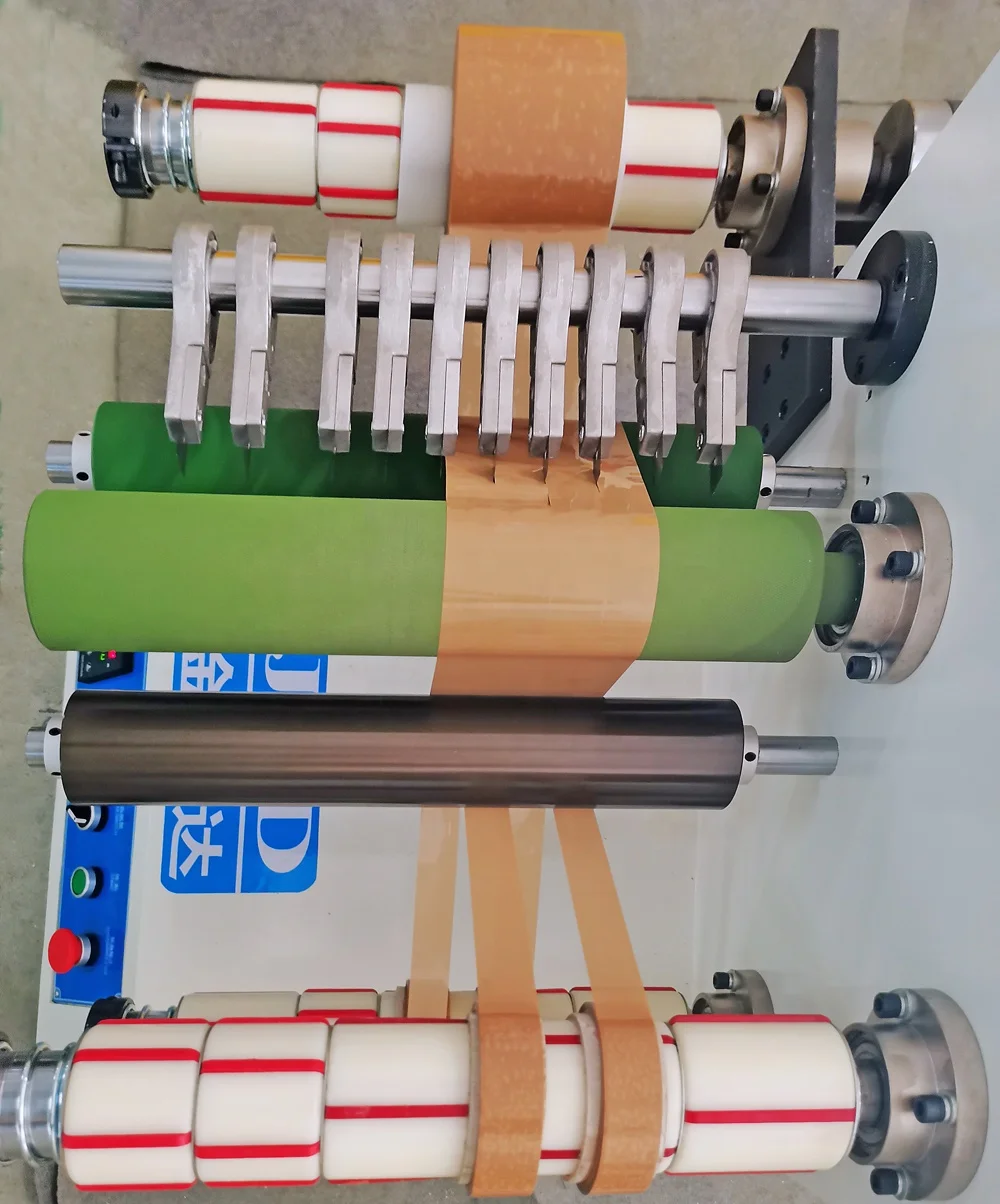 Mini BOPP gum tape roll cutting and rewinding machine