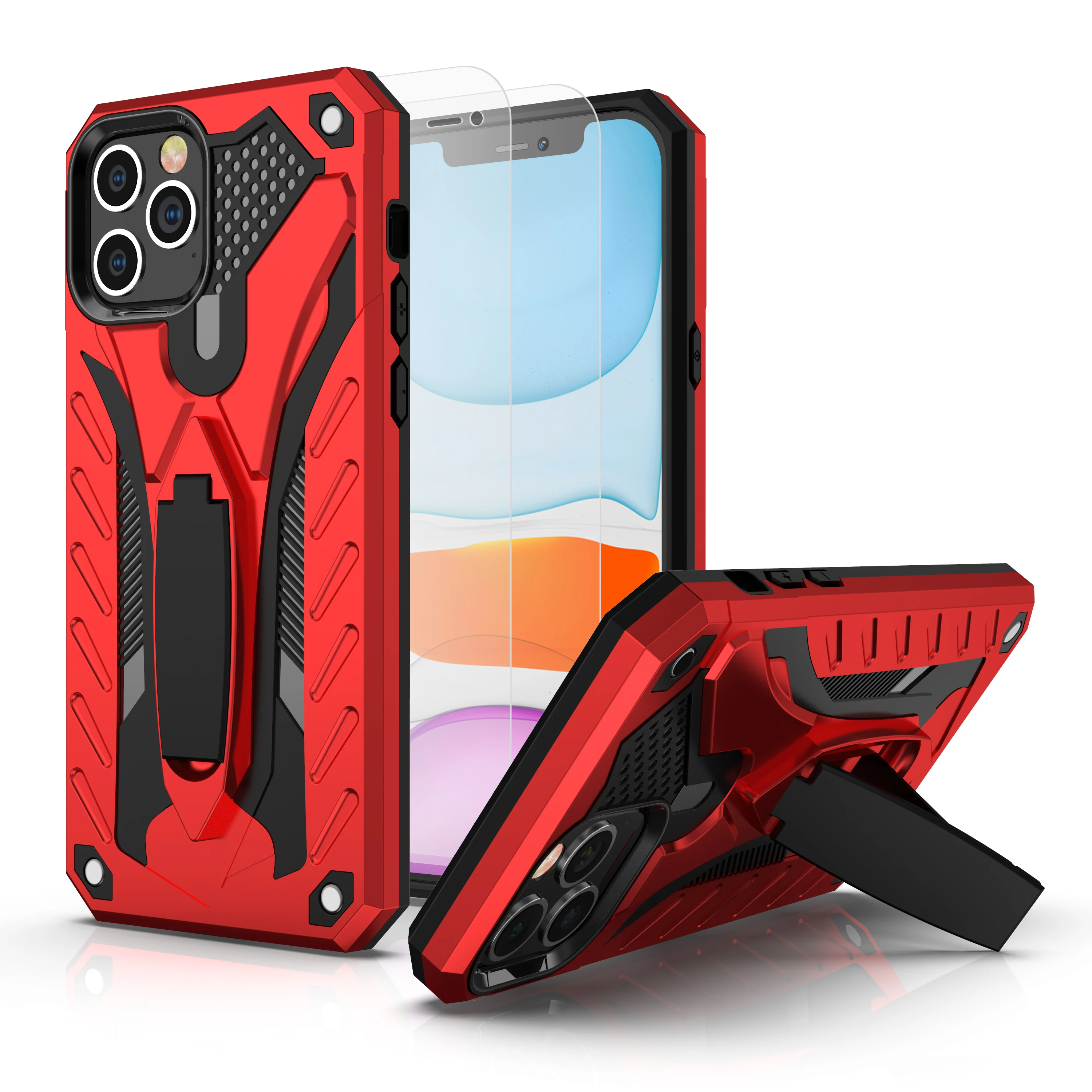 2020 Новый Ударопрочный чехол knight series tpu + pc + Kickstand для iPhone 12 2 в 1, стильный чехол для телефона
