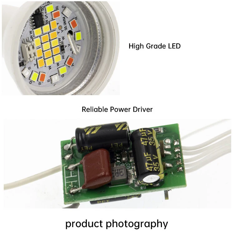 VERTEX Hot Selling RGB+CCT GU10/GU5.3 Smart app control led lamps 5w WIFI Tuya Bulb CE/RoHs