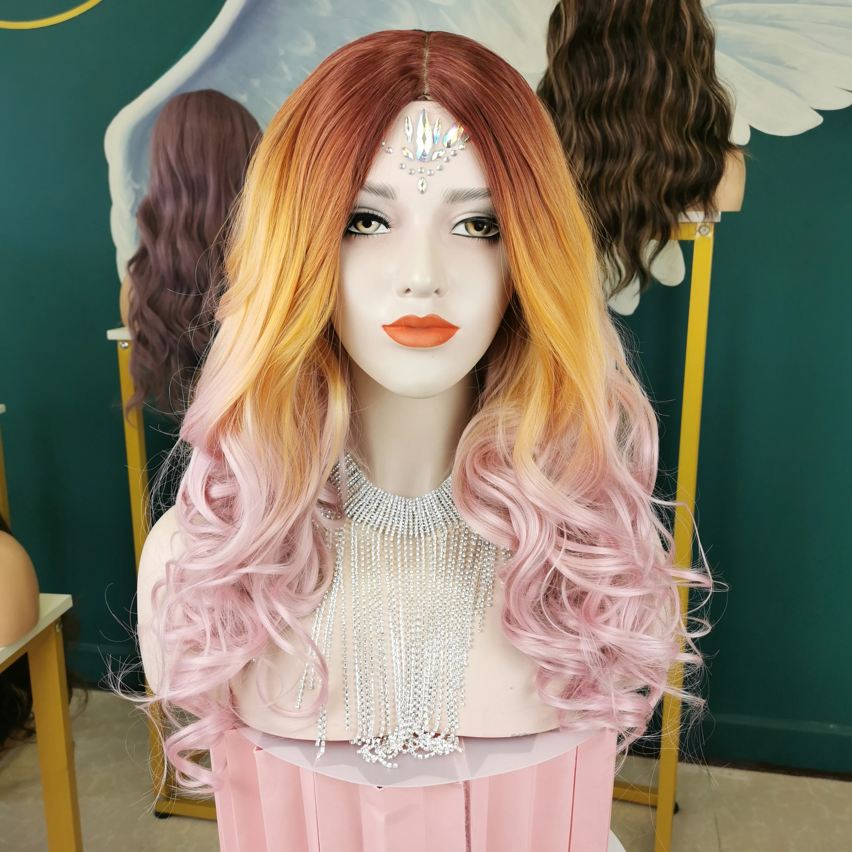 Celebrity Multicolor Cosplay Party Synthetic Lace Wig With hd Lace Heat Resistant Synthetic Hair Wig for White Women