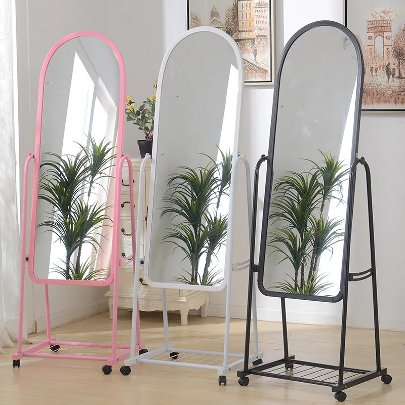 Wholesale Modern Fashion Full Body Full Length Mirror With Storage Hot Selling Floor Stand Dressing Mirror With Wheels